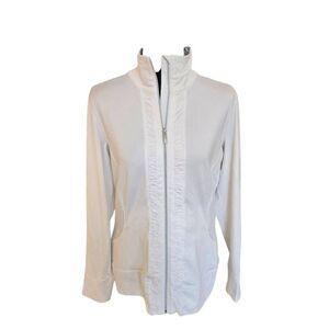 Tail Womens White Zip Front Warm Up Athletic Jacket Size Small